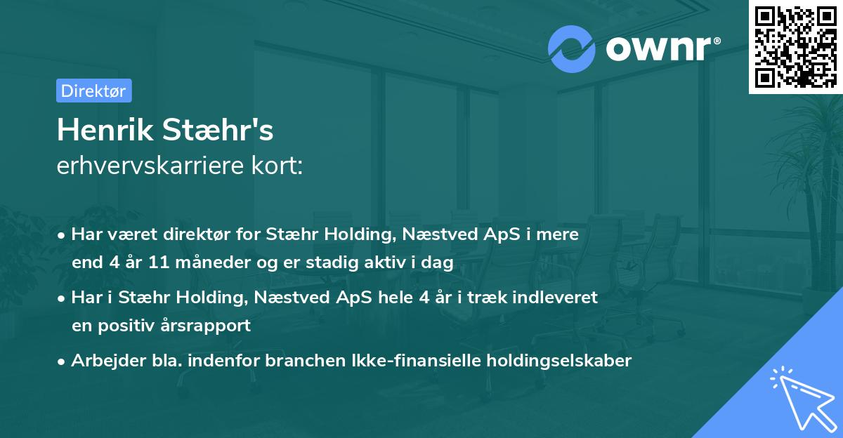 Henrik Stæhr's erhvervskarriere kort