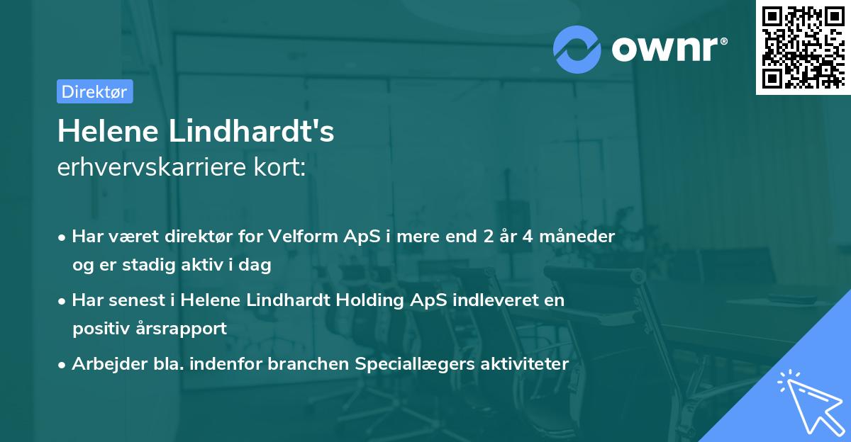 Helene Lindhardt's erhvervskarriere kort