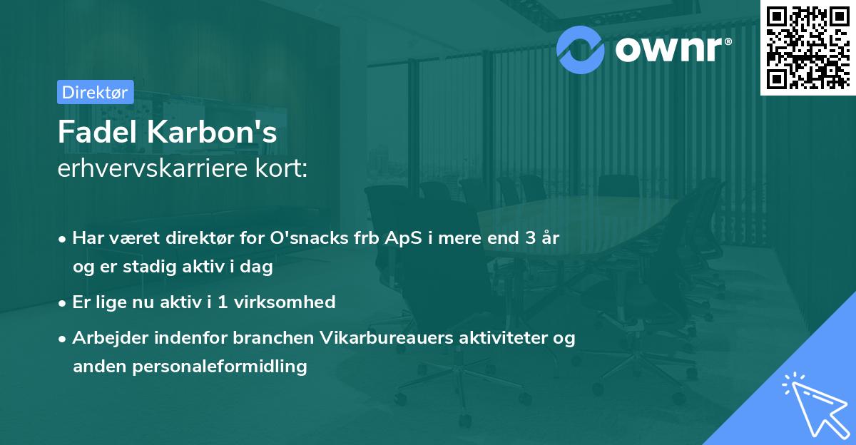 Fadel Karbon's erhvervskarriere kort