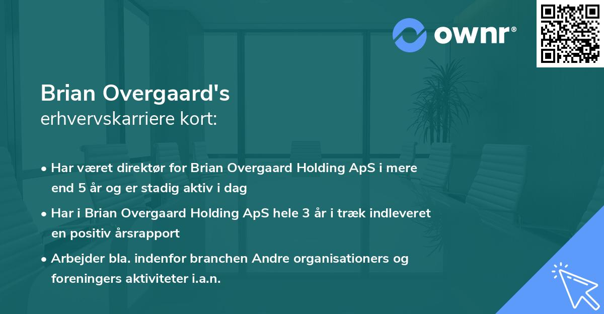 Brian Overgaard's erhvervskarriere kort
