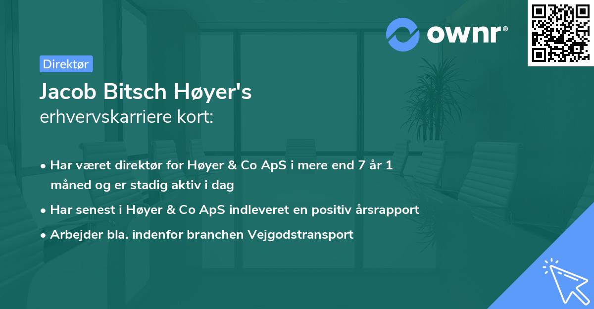 Jacob Bitsch Høyer's erhvervskarriere kort