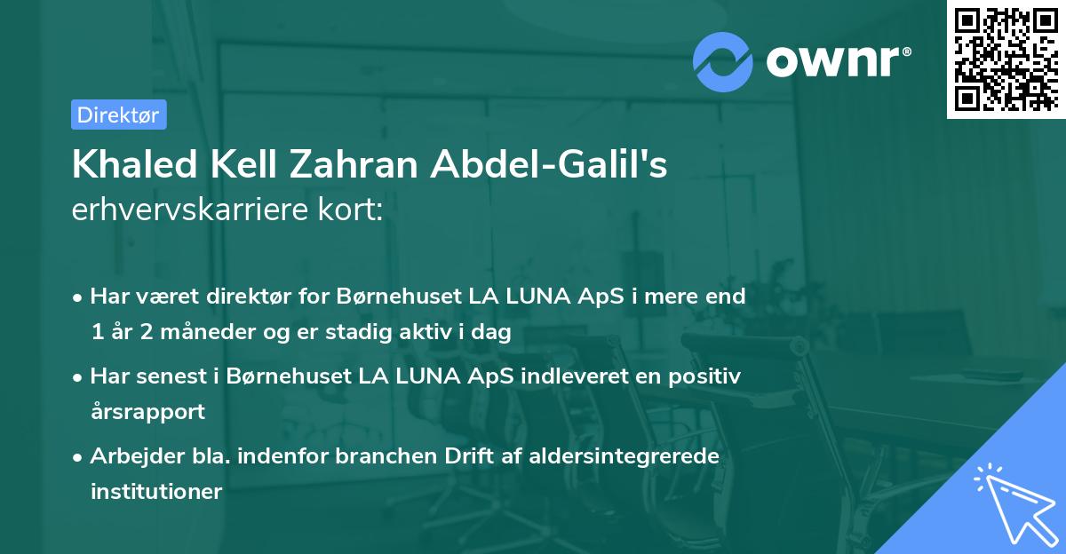 Khaled Kell Zahran Abdel-Galil's erhvervskarriere kort