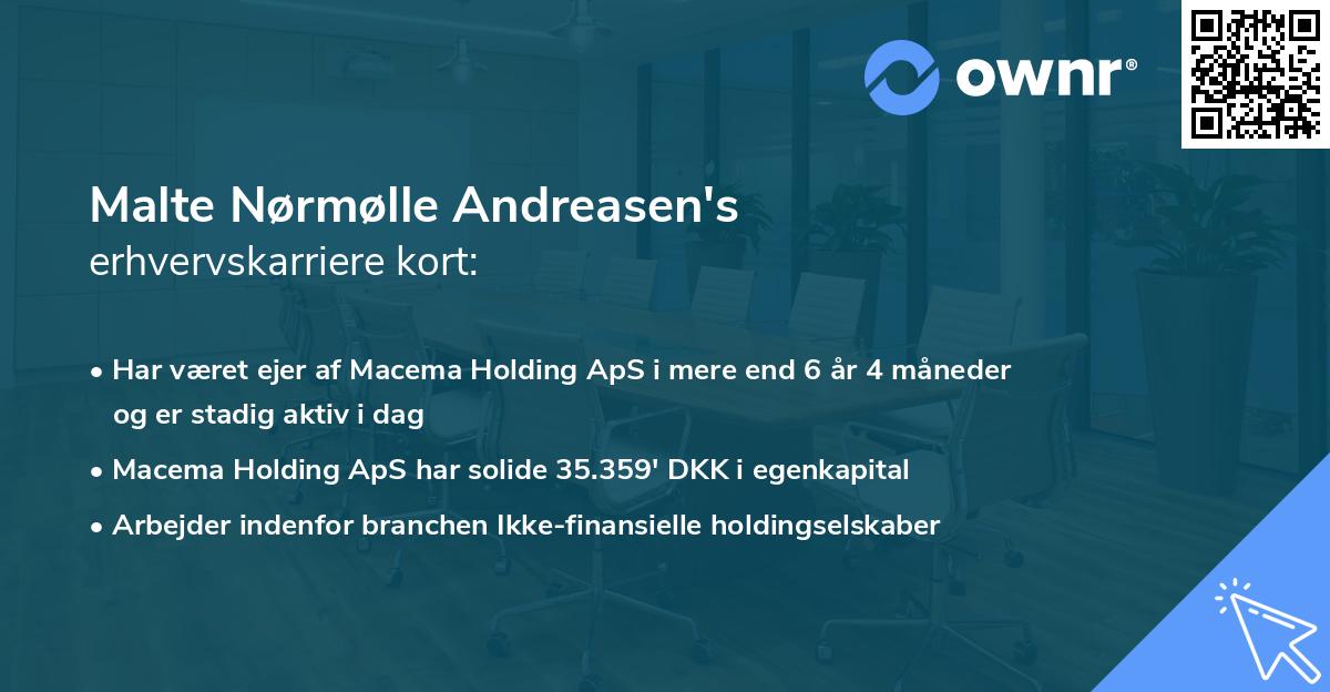 Malte Nørmølle Andreasen's erhvervskarriere kort