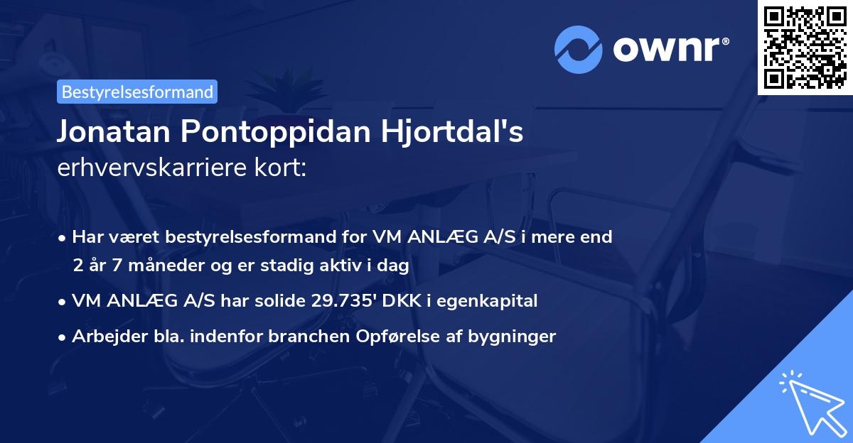 Jonatan Pontoppidan Hjortdal's erhvervskarriere kort