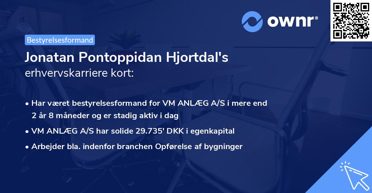 Jonatan Pontoppidan Hjortdal's erhvervskarriere kort
