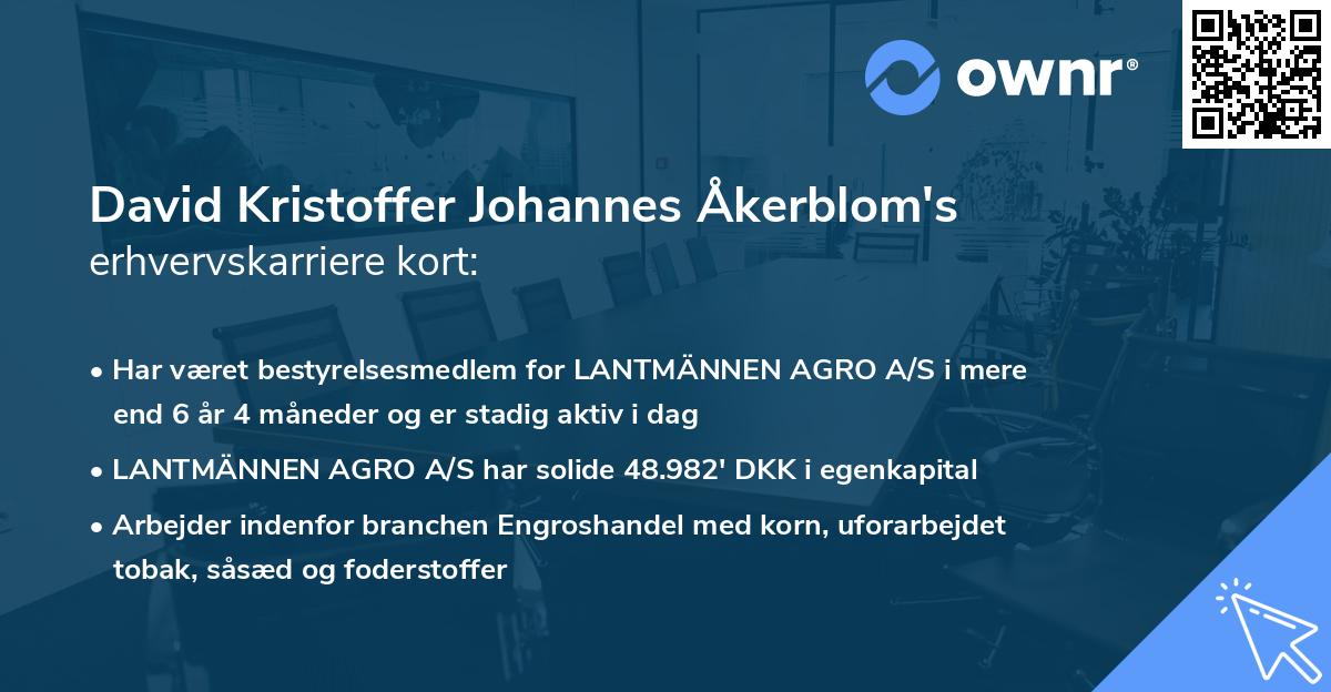 David Kristoffer Johannes Åkerblom's erhvervskarriere kort