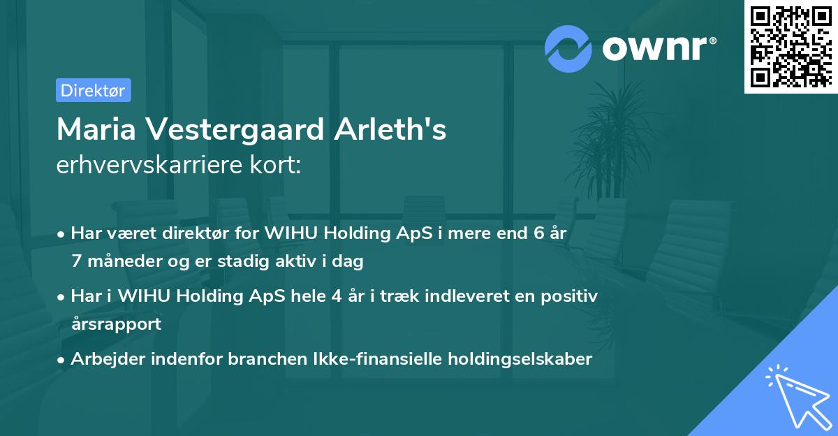 Maria Vestergaard Arleth's erhvervskarriere kort