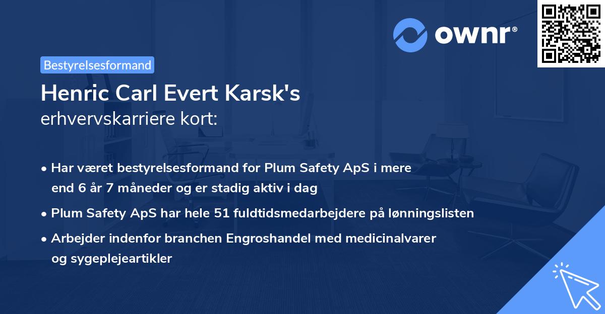 Henric Carl Evert Karsk's erhvervskarriere kort
