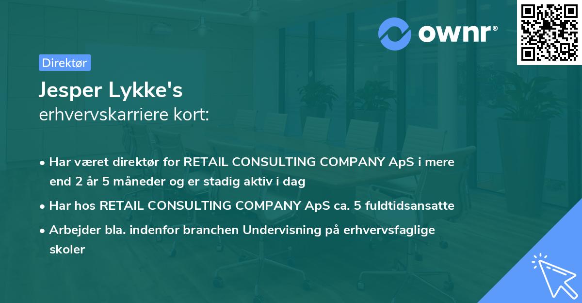 Jesper Lykke's erhvervskarriere kort