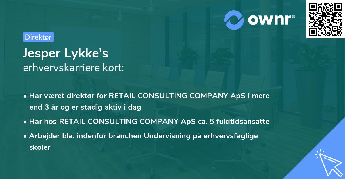 Jesper Lykke's erhvervskarriere kort