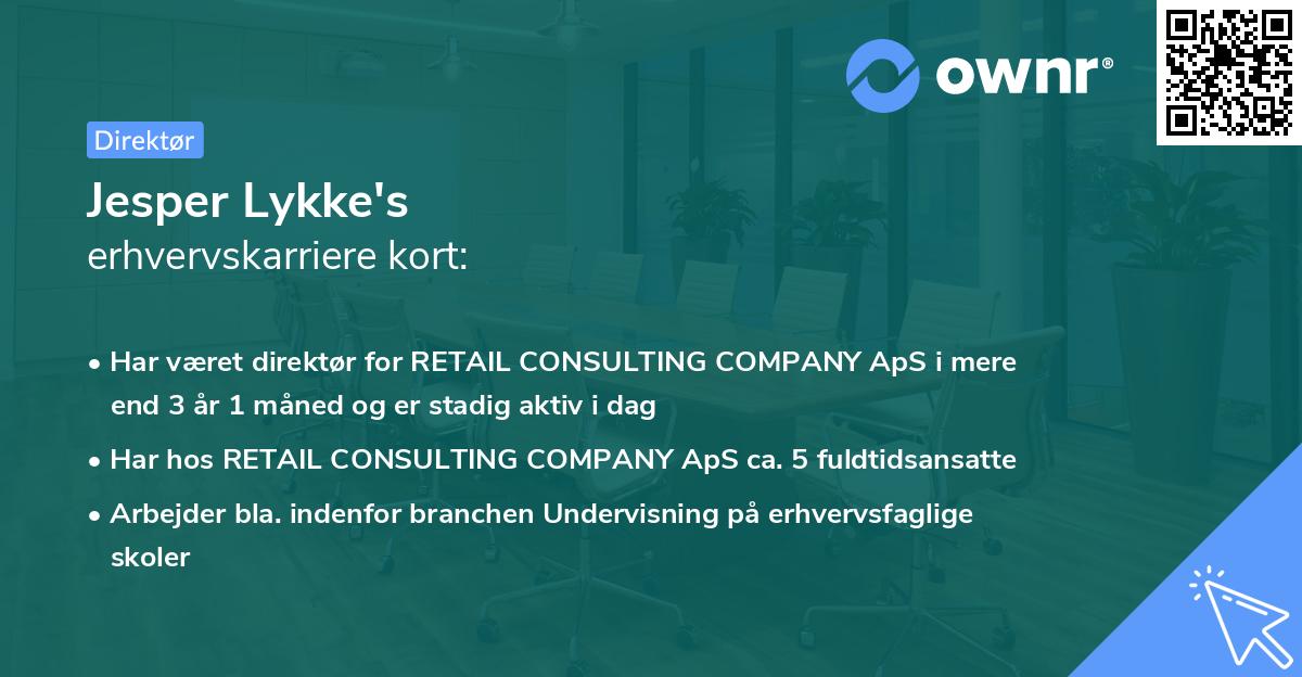 Jesper Lykke's erhvervskarriere kort