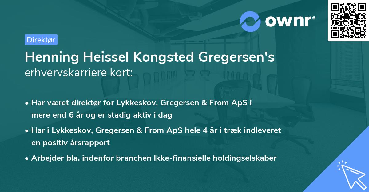 Henning Heissel Kongsted Gregersen's erhvervskarriere kort