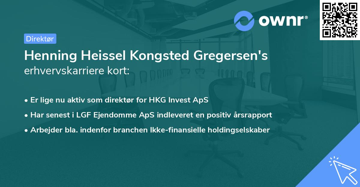 Henning Heissel Kongsted Gregersen's erhvervskarriere kort