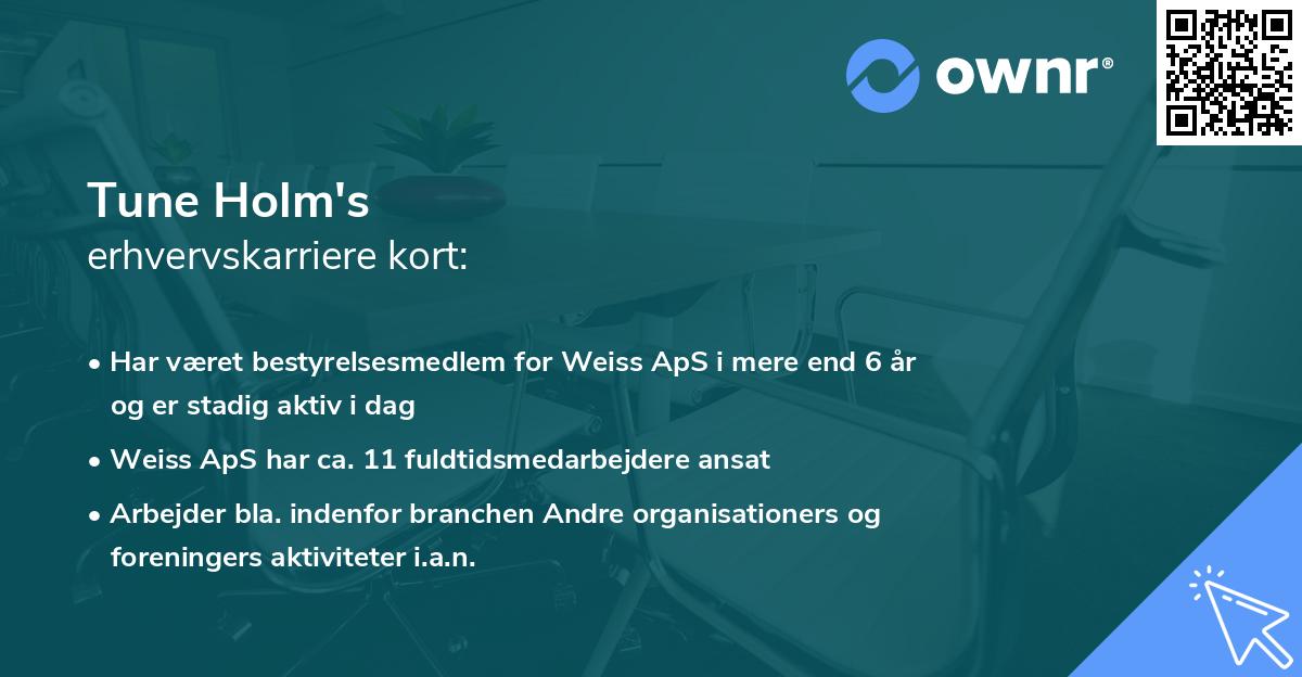 Tune Holm's erhvervskarriere kort