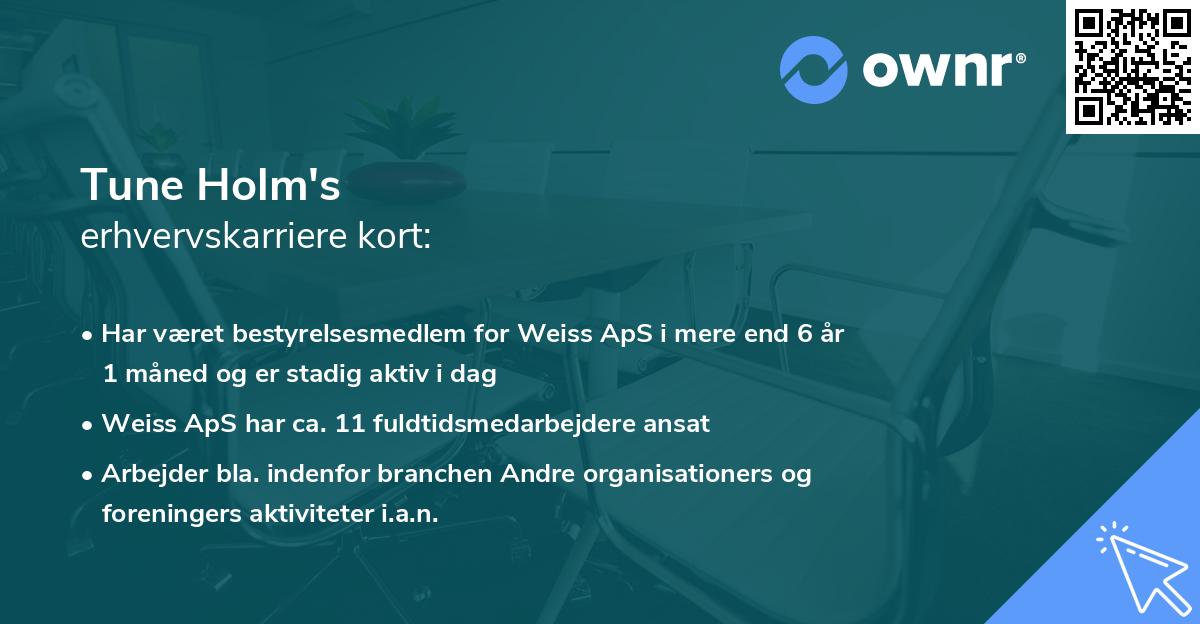 Tune Holm's erhvervskarriere kort