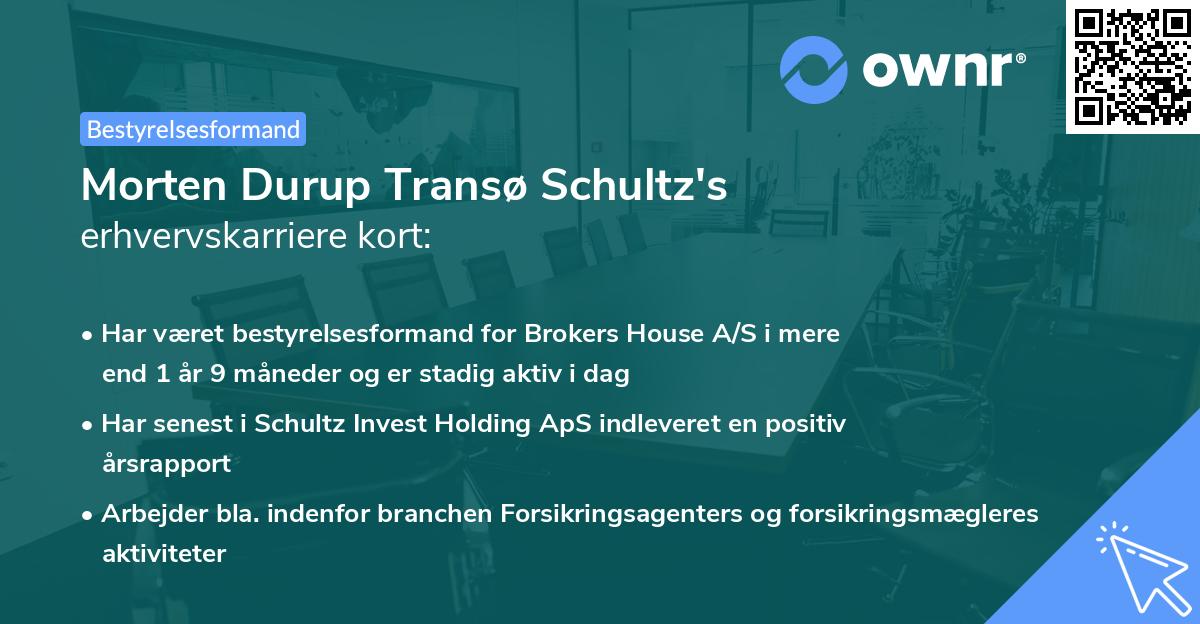 Morten Durup Transø Schultz's erhvervskarriere kort