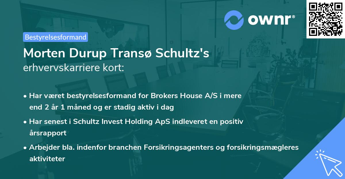 Morten Durup Transø Schultz's erhvervskarriere kort