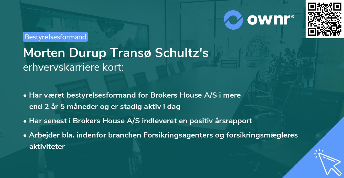 Morten Durup Transø Schultz's erhvervskarriere kort
