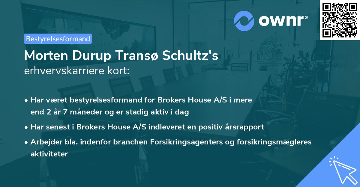 Morten Durup Transø Schultz's erhvervskarriere kort