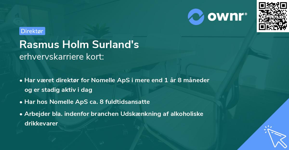 Rasmus Holm Surland's erhvervskarriere kort