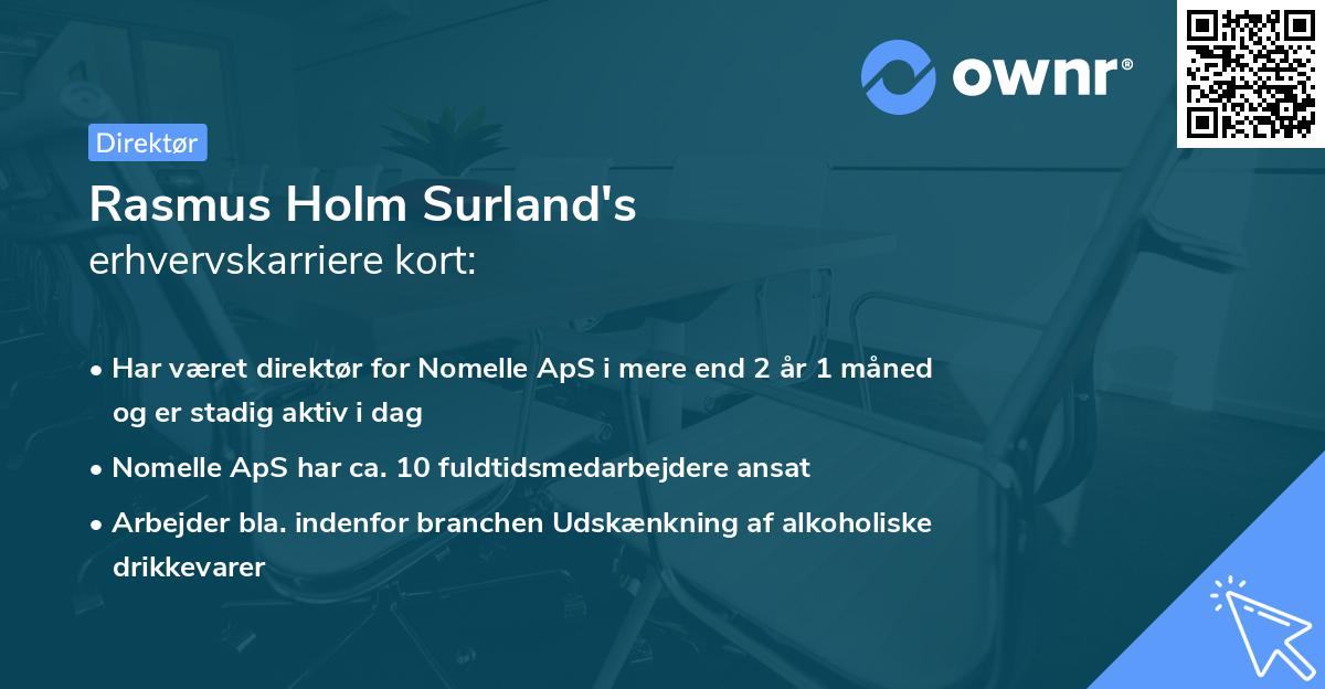 Rasmus Holm Surland's erhvervskarriere kort