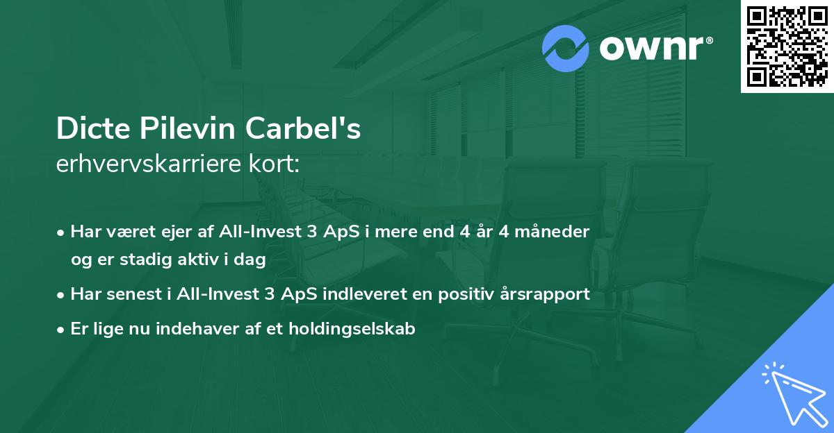 Dicte Pilevin Carbel's erhvervskarriere kort