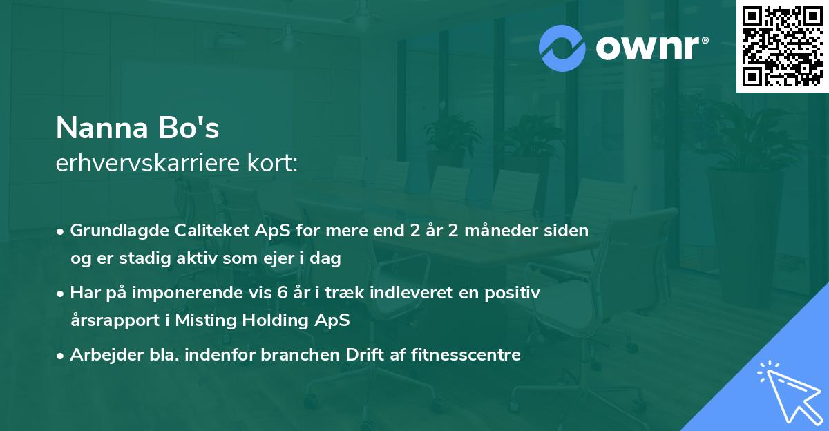 Nanna Bo's erhvervskarriere kort