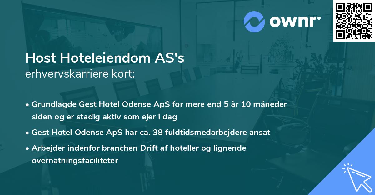 Host Hoteleiendom AS's erhvervskarriere kort