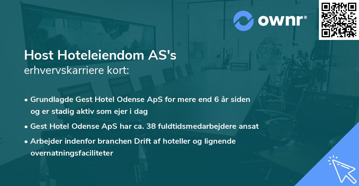 Host Hoteleiendom AS's erhvervskarriere kort