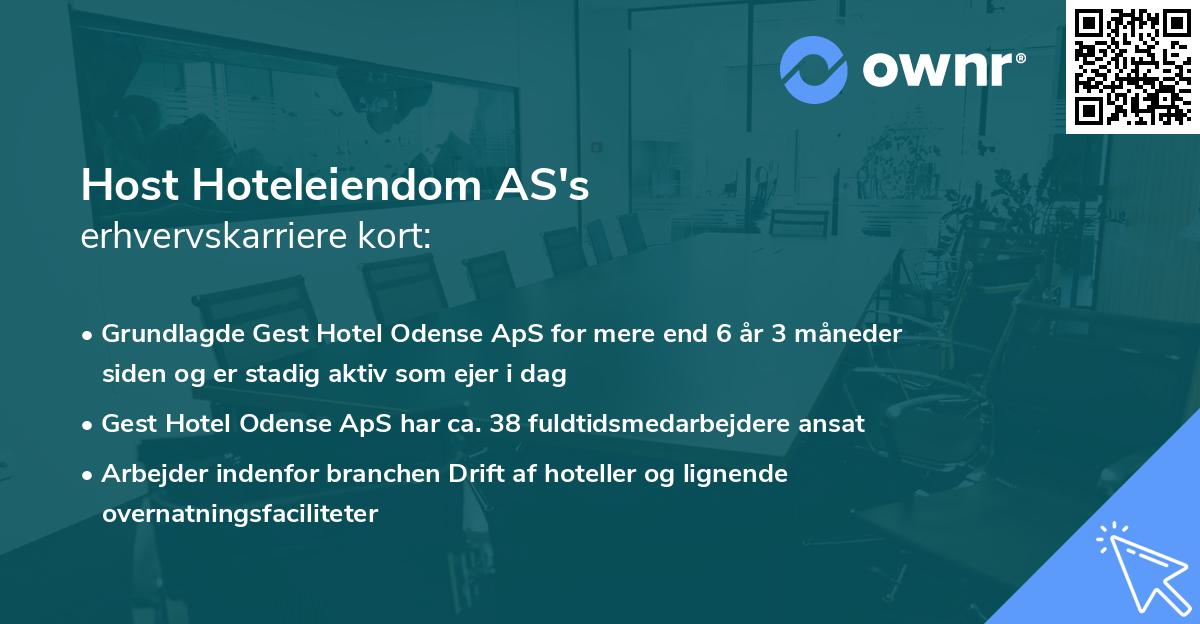 Host Hoteleiendom AS's erhvervskarriere kort