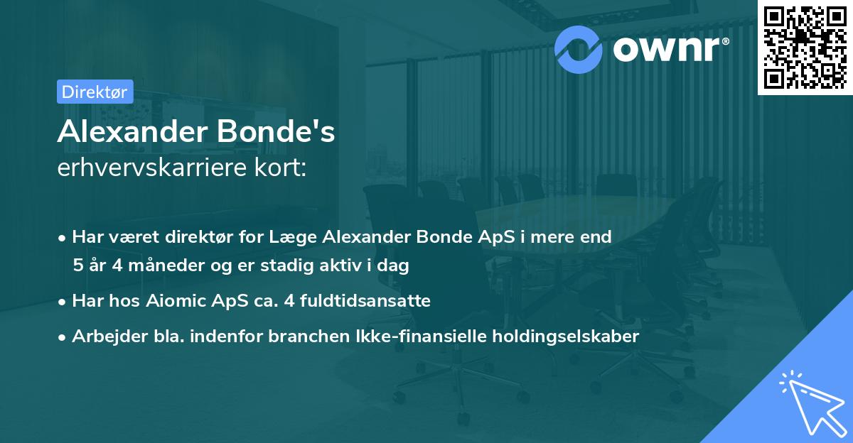 Alexander Bonde's erhvervskarriere kort