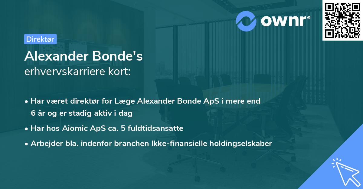 Alexander Bonde's erhvervskarriere kort