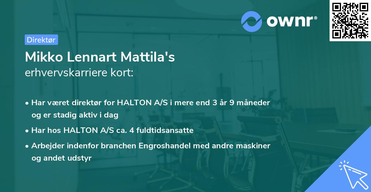 Mikko Lennart Mattila's erhvervskarriere kort