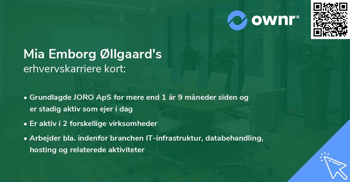 Mia Emborg Øllgaard's erhvervskarriere kort