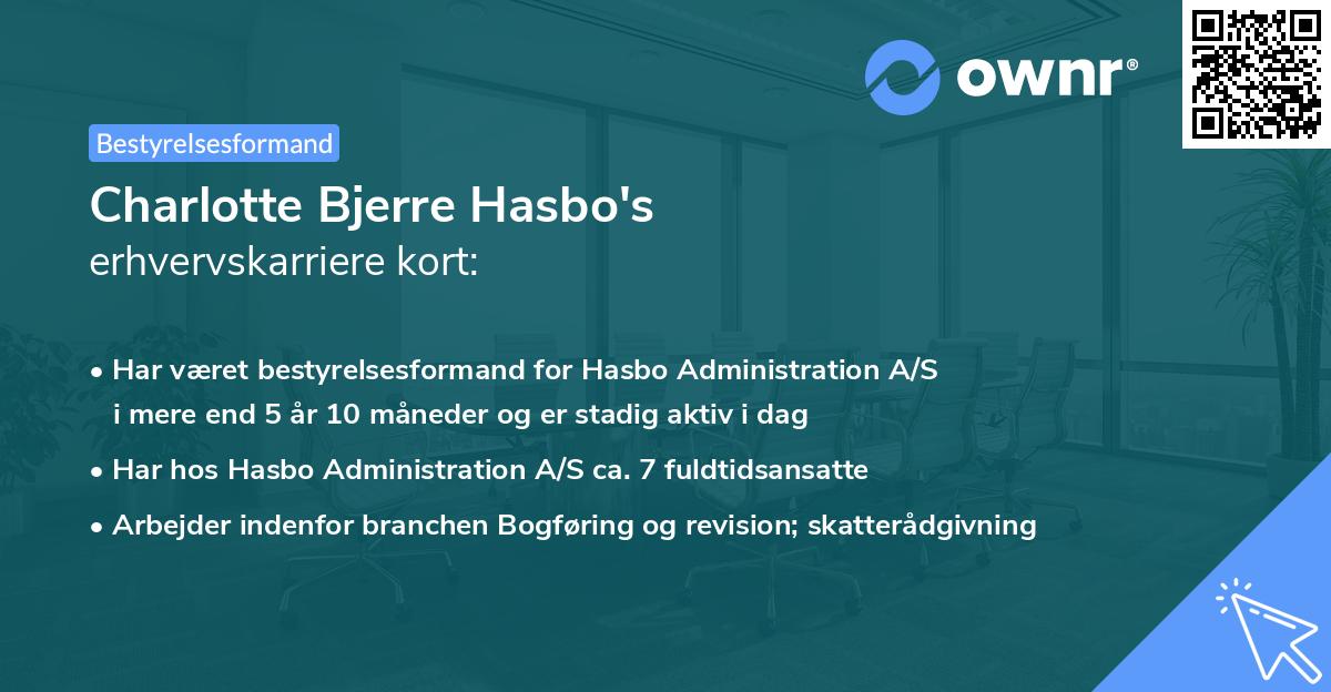 Charlotte Bjerre Hasbo's erhvervskarriere kort