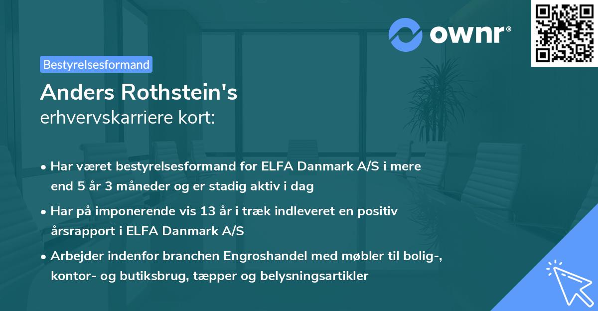 Anders Rothstein's erhvervskarriere kort