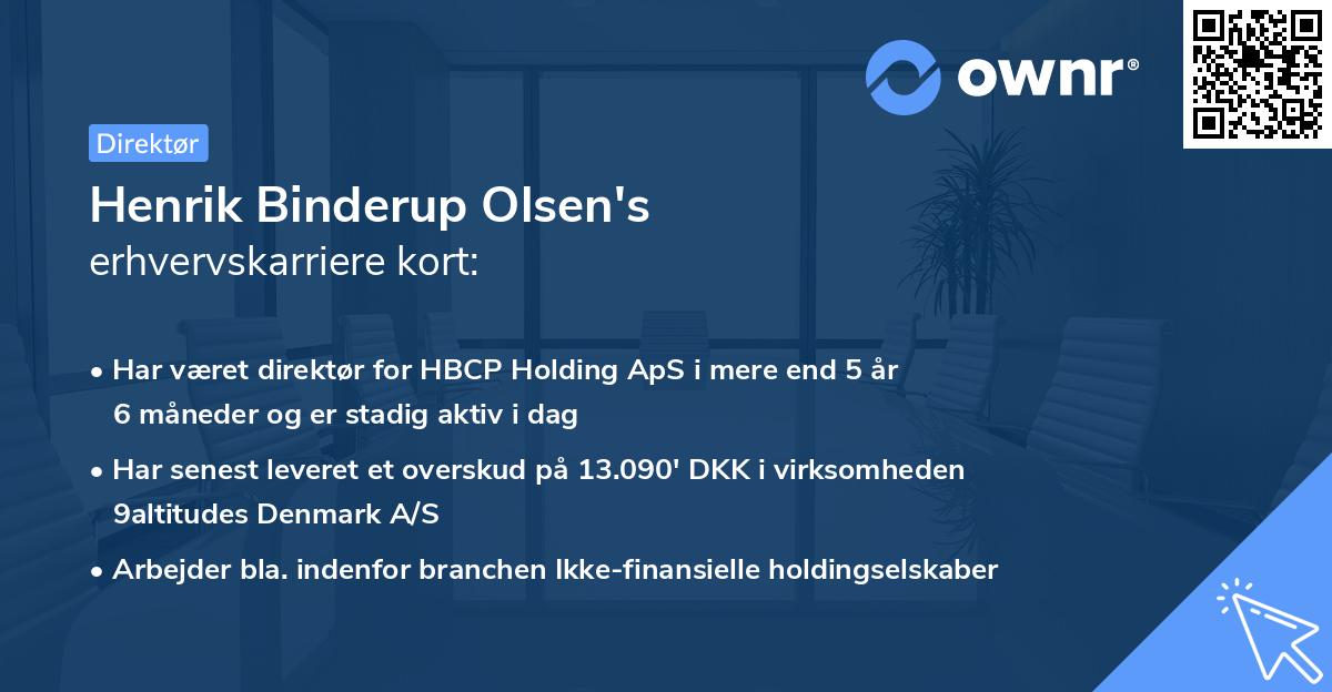 Henrik Binderup Olsen's erhvervskarriere kort