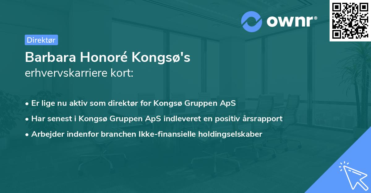 Barbara Honoré Kongsø's erhvervskarriere kort