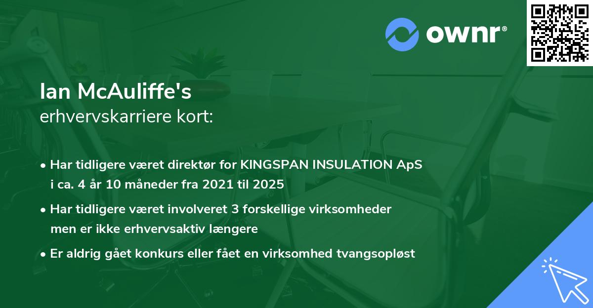 Ian McAuliffe's erhvervskarriere kort