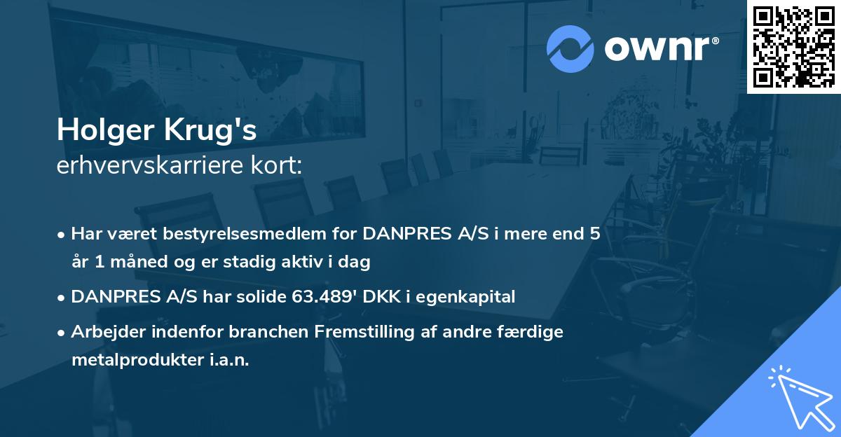 Holger Krug's erhvervskarriere kort