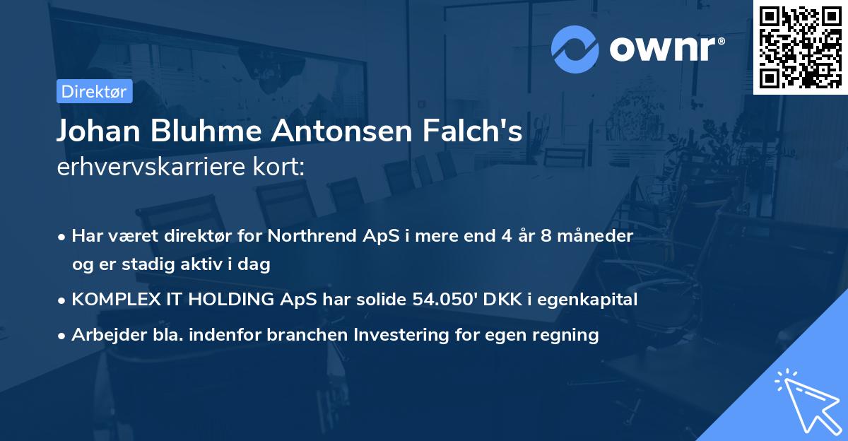 Johan Bluhme Antonsen Falch's erhvervskarriere kort