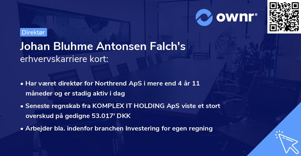 Johan Bluhme Antonsen Falch's erhvervskarriere kort