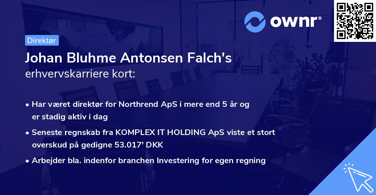 Johan Bluhme Antonsen Falch's erhvervskarriere kort