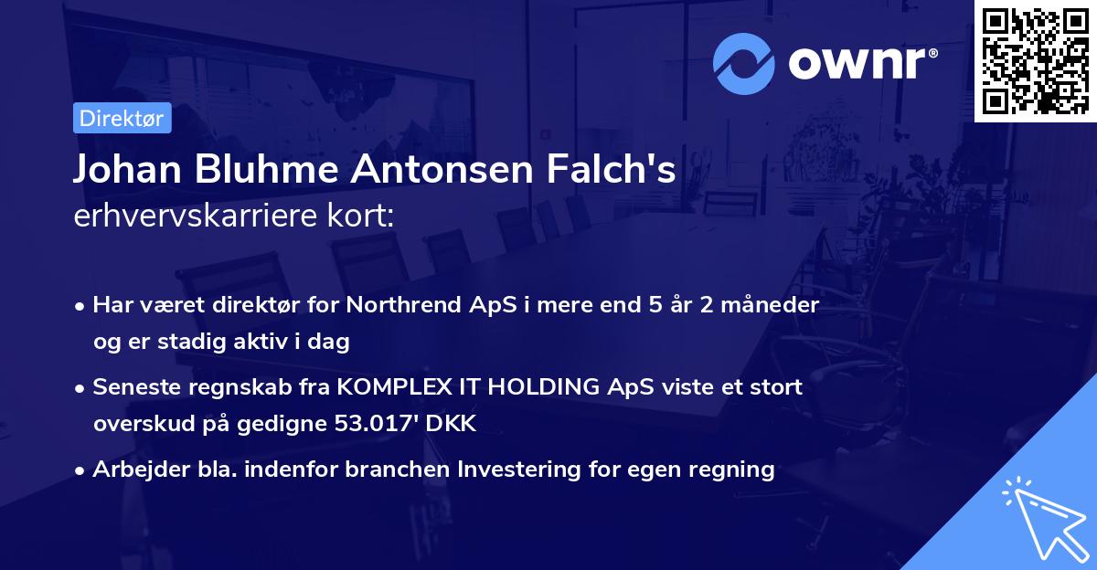 Johan Bluhme Antonsen Falch's erhvervskarriere kort
