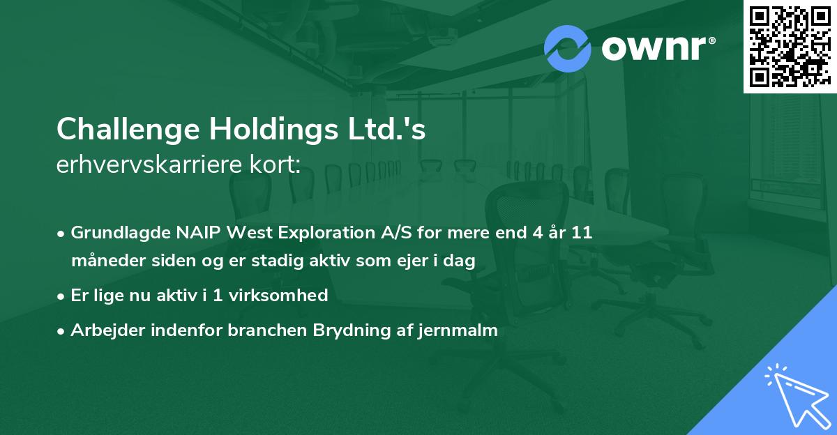 Challenge Holdings Ltd.'s erhvervskarriere kort