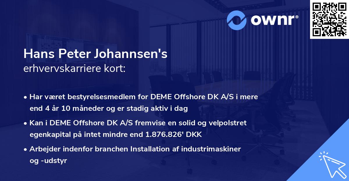 Hans Peter Johannsen's erhvervskarriere kort