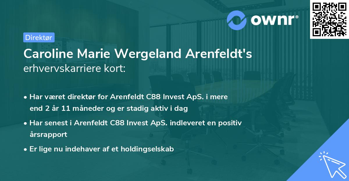 Caroline Marie Wergeland Arenfeldt's erhvervskarriere kort