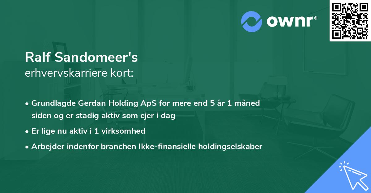 Ralf Sandomeer's erhvervskarriere kort