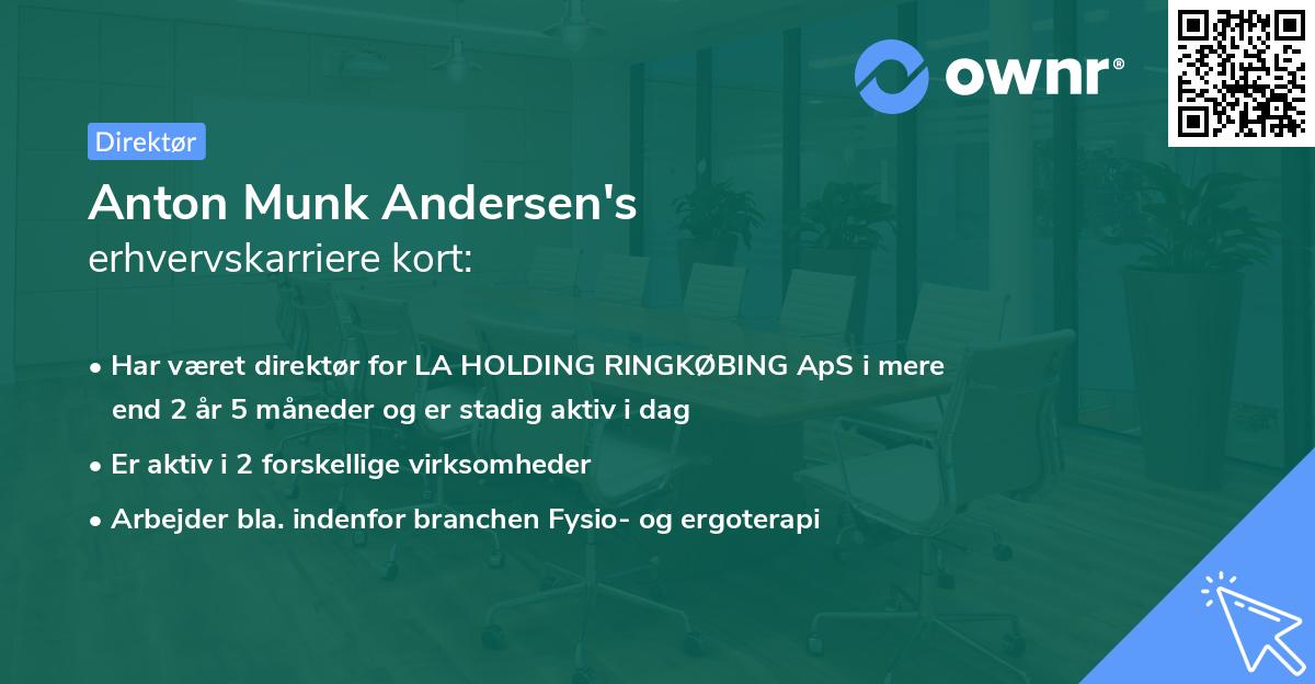 Anton Munk Andersen's erhvervskarriere kort