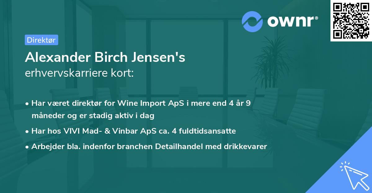 Alexander Birch Jensen's erhvervskarriere kort